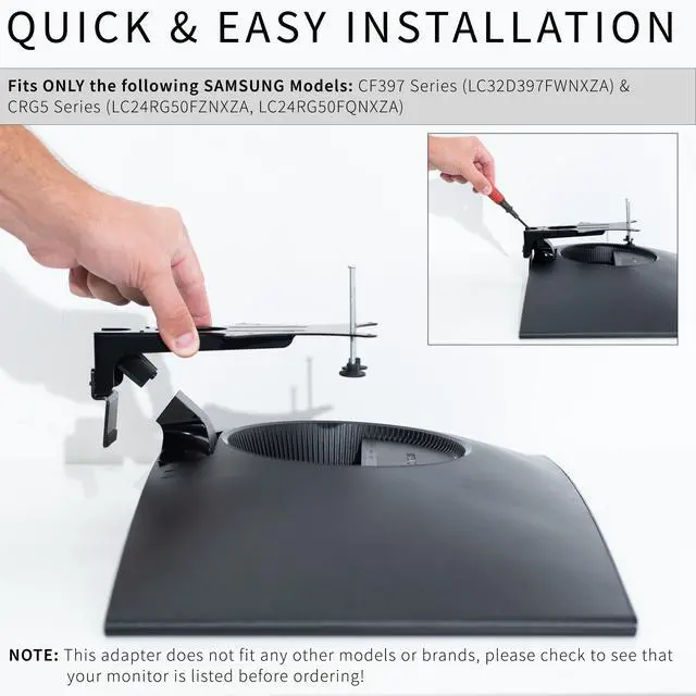 Alt view image 5 of 7 - VIVO Quick Attach VESA Mount Adapter for Samsung CF397 and CRG5 Monitor Series