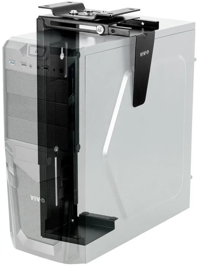 Main image of VIVO Black Under-Desk and Wall PC Mount, Computer Case Holder with 135 Swivel