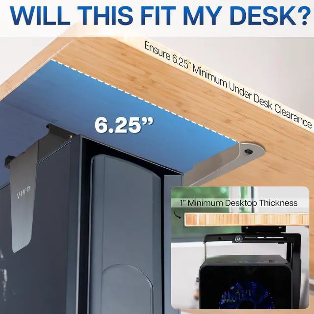 Alt view image 6 of 7 - VIVO Black Under-Desk and Wall PC Mount, Computer Case Holder with 135 Swivel