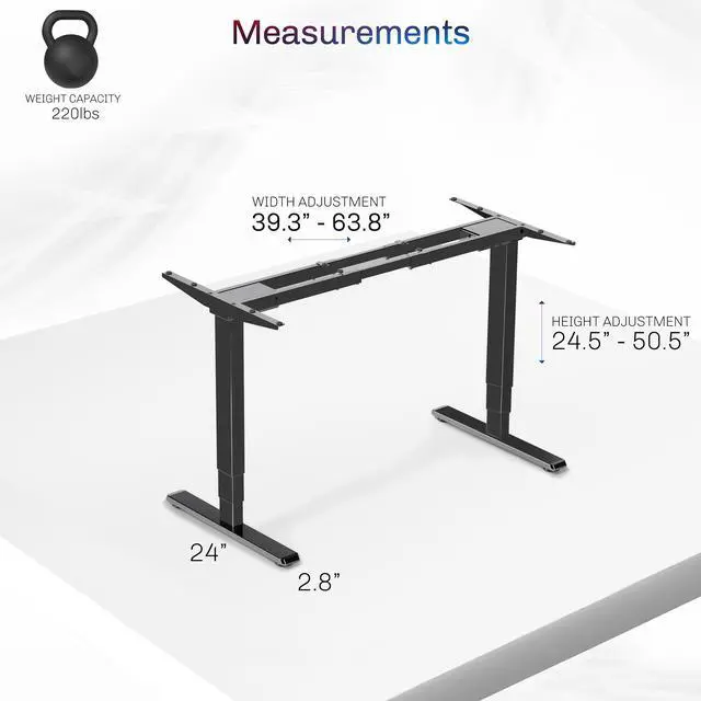 Alt view image 4 of 7 - VIVO Black Electric Dual Motor Standing Desk Frame for 40 to 84 inch Table Tops