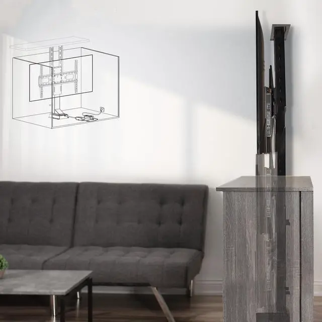 Alt view image 6 of 8 - VIVO TV Motorized Vertical Stand Lifts up to 77" Screen, Height Adjustable Mount