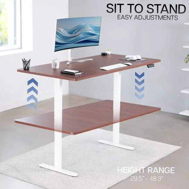 Alt view image 6 of 7 - VIVO Electric Dual Motor 71 x 36 Standing Desk, Dark Walnut Top, White Frame