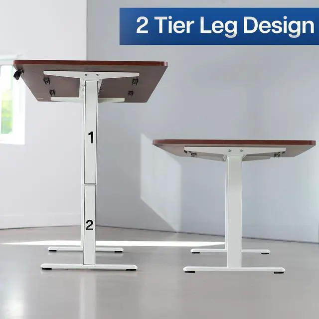 Alt view image 7 of 7 - VIVO Electric Dual Motor 71 x 36 Standing Desk, Dark Walnut Top, White Frame