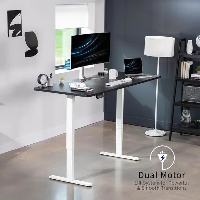 Alt view image 2 of 7 - VIVO Electric Dual Motor 71 x 30 Standing Desk, Black Top, White Frame