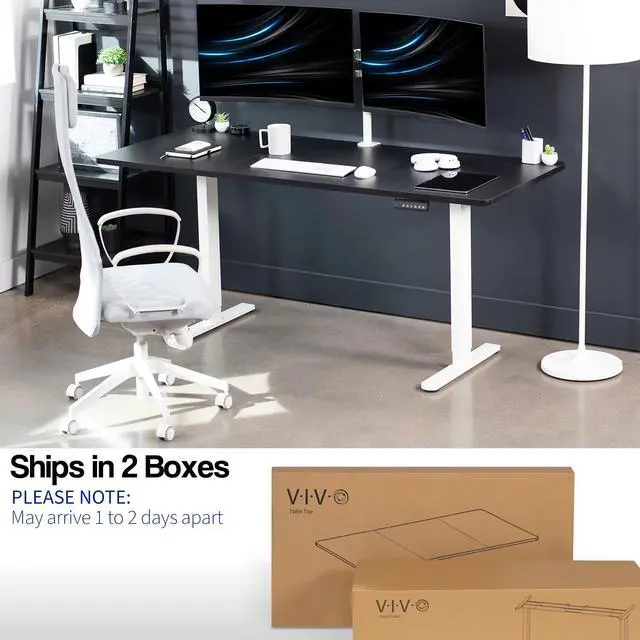 Alt view image 3 of 7 - VIVO Electric Dual Motor 71 x 30 Standing Desk, Black Top, White Frame