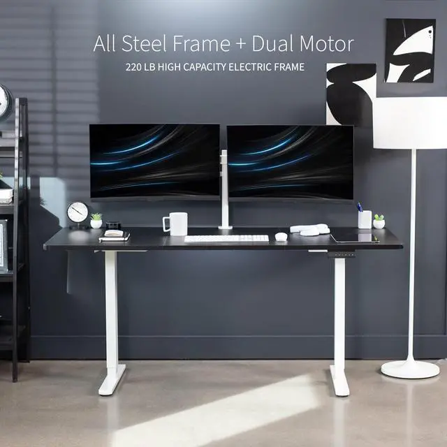 Alt view image 5 of 7 - VIVO Electric Dual Motor 71 x 30 Standing Desk, Black Top, White Frame