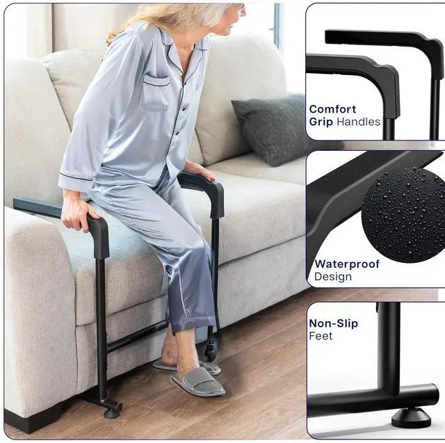 Alt view image 2 of 7 - Life Finds Toilet Safety Rails for Seniors, Stand Assist Grab Bar with Padding