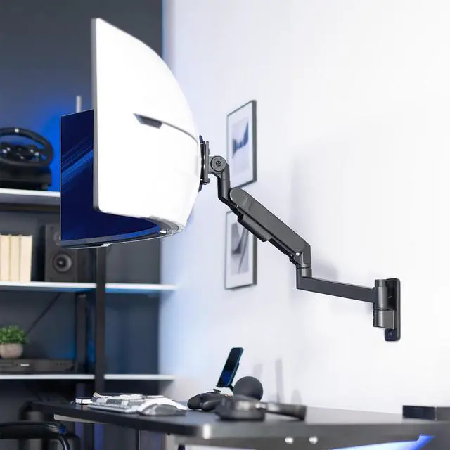 Alt view image 2 of 7 - VIVO Tension Arm Ultrawide Monitor Wall Mount, Fits Screens up to 57"