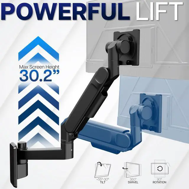 Alt view image 3 of 7 - VIVO Tension Arm Ultrawide Monitor Wall Mount, Fits Screens up to 57"