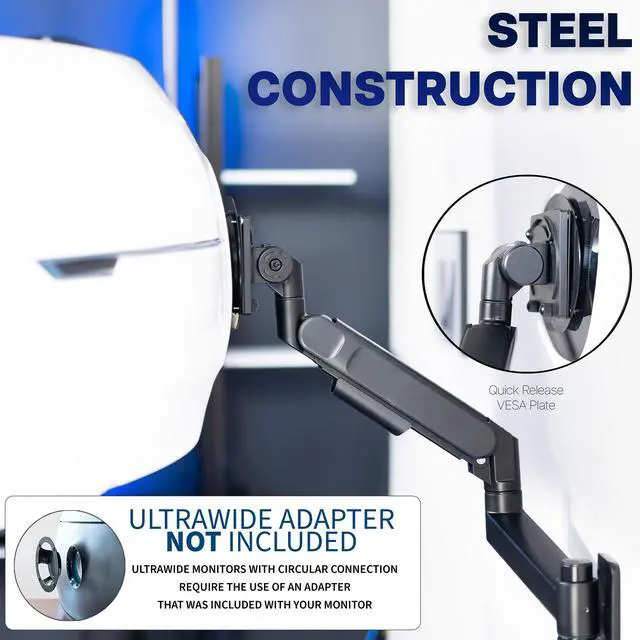 Alt view image 7 of 7 - VIVO Tension Arm Ultrawide Monitor Wall Mount, Fits Screens up to 57"