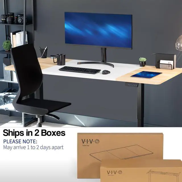 Alt view image 5 of 7 - VIVO Electric Dual Motor 71x30 Standup Desk, White/Light Wood Top, Black Frame