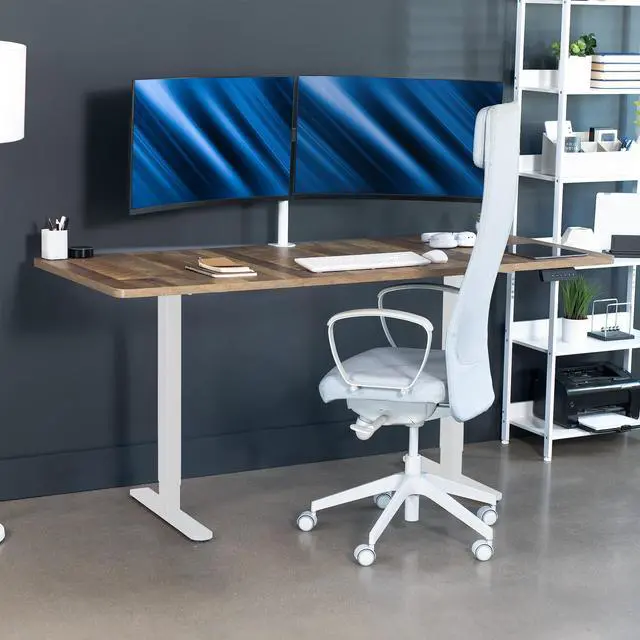 Alt view image 3 of 7 - VIVO Electric Dual Motor 71 x 30 Standup Desk, Reclaimed Wood Top, White Frame