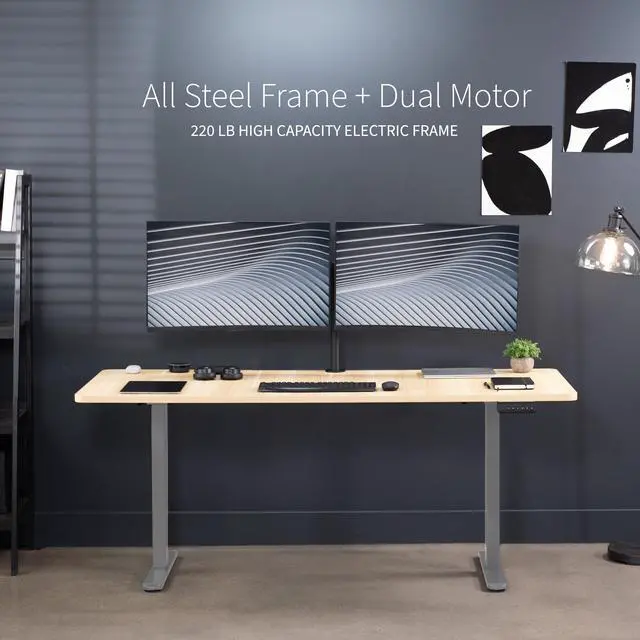 Alt view image 6 of 7 - VIVO Electric Dual Motor 71 x 30 Standing Desk, Light Wood Top, Gray Frame