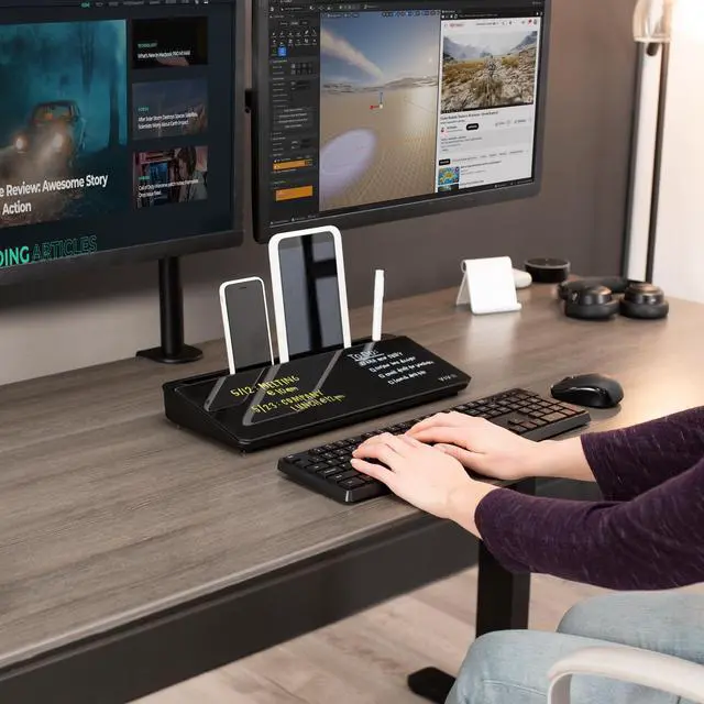 Alt view image 4 of 7 - VIVO Black Desktop Dry Erase Board w/ Hidden Storage, 16" x 7" Glass Whiteboard