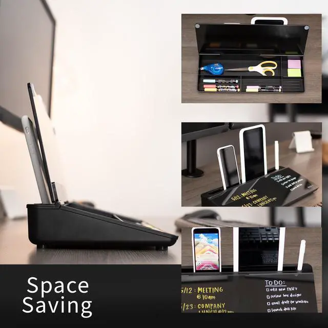 Alt view image 6 of 7 - VIVO Black Desktop Dry Erase Board w/ Hidden Storage, 16" x 7" Glass Whiteboard