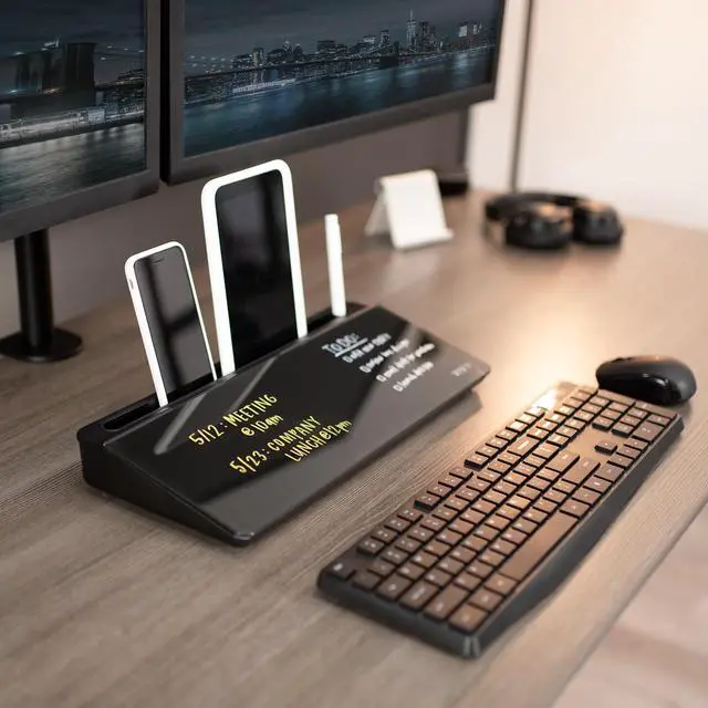 Alt view image 7 of 7 - VIVO Black Desktop Dry Erase Board w/ Hidden Storage, 16" x 7" Glass Whiteboard