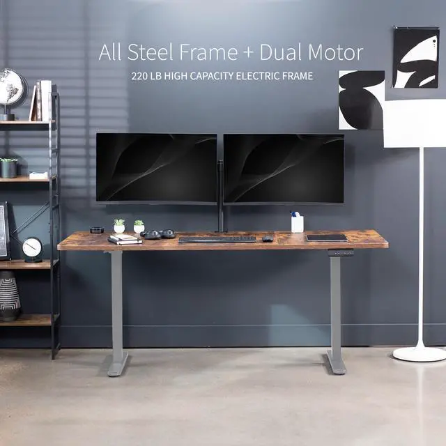 Alt view image 6 of 7 - VIVO Electric Dual Motor 71 x 30 Standing Desk, Vintage Brown Top, Gray Frame