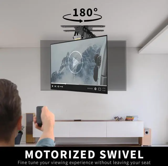Alt view image 3 of 7 - VIVO Black Electric Swivel Flip Down Ceiling TV Mount for 32" to 70" Screen