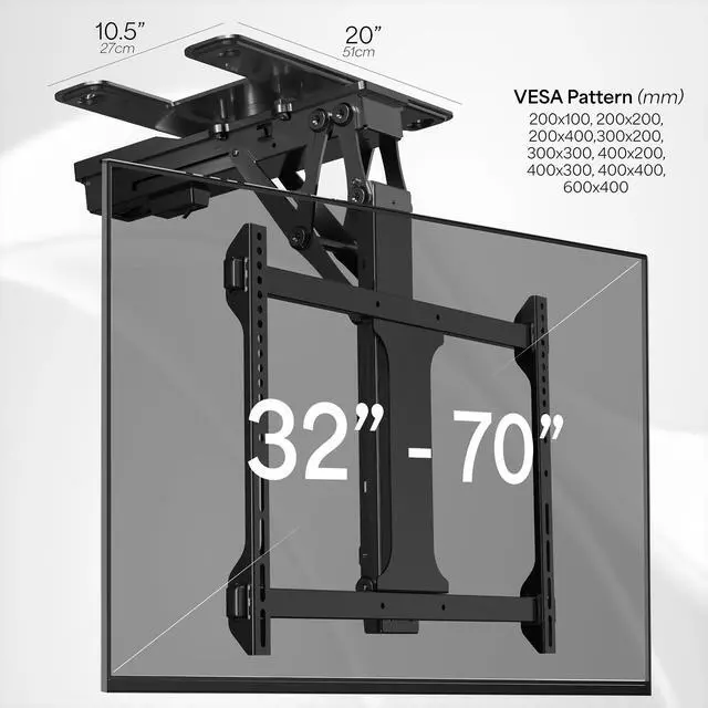 Alt view image 2 of 7 - VIVO Black Electric Swivel Flip Down Ceiling TV Mount for 32" to 70" Screen