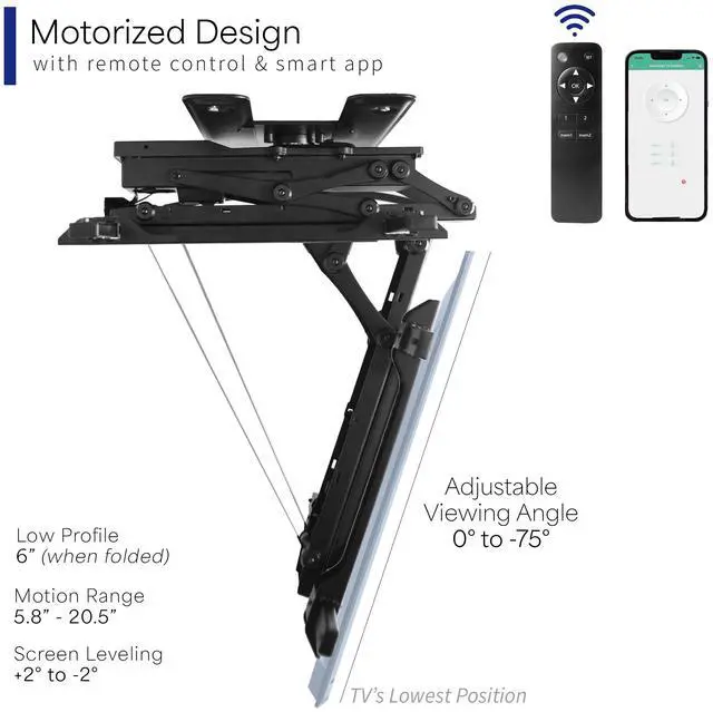 Alt view image 4 of 7 - VIVO Black Electric Swivel Flip Down Ceiling TV Mount for 32" to 70" Screen