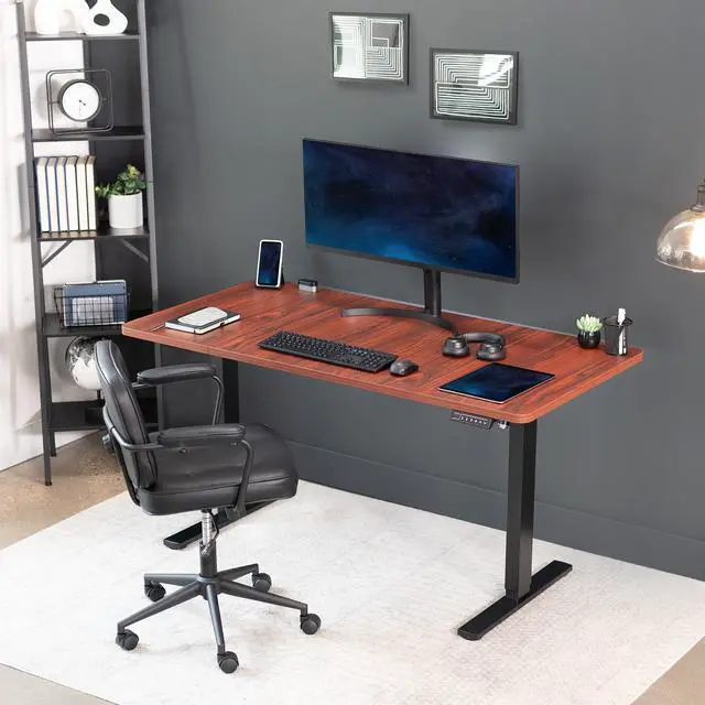 Alt view image 3 of 7 - VIVO Dark Walnut 60 x 30 inch Universal Table Top for Sit to Stand Desk Frames