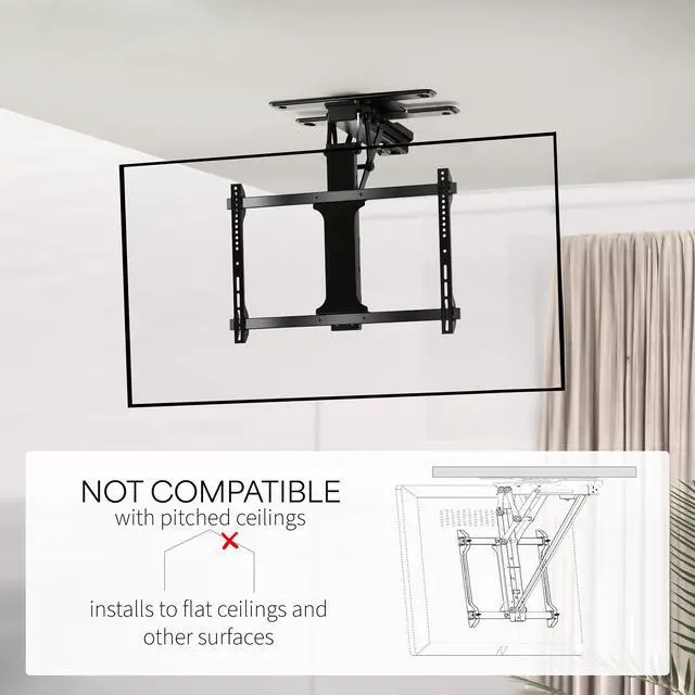 Alt view image 6 of 7 - VIVO Black Electric Swivel Flip Down Ceiling TV Mount for 32" to 70" Screen