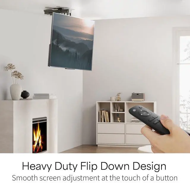 Alt view image 7 of 7 - VIVO Black Electric Swivel Flip Down Ceiling TV Mount for 32" to 70" Screen