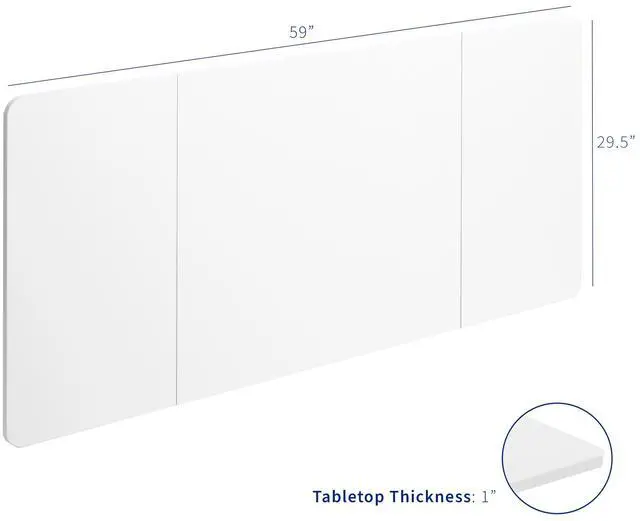 Alt view image 2 of 7 - VIVO White 60 x 30 inch Universal Table Top for Sit to Stand Desk Frames