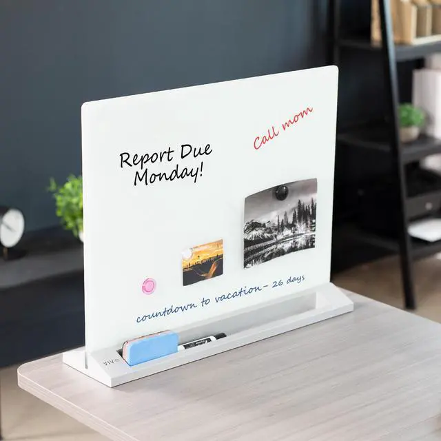 Alt view image 2 of 7 - VIVO Glass Dry Erase Board Desktop Divider | 23" x 19" Whiteboard Partition