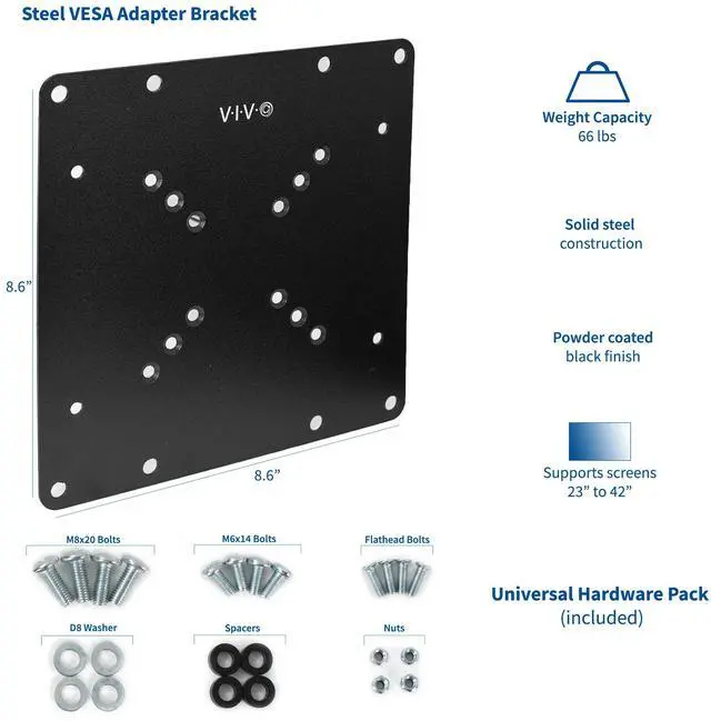 Alt view image 2 of 7 - VIVO Steel Adapter VESA Bracket 200x200mm for Screen Sizes 23" to 42"