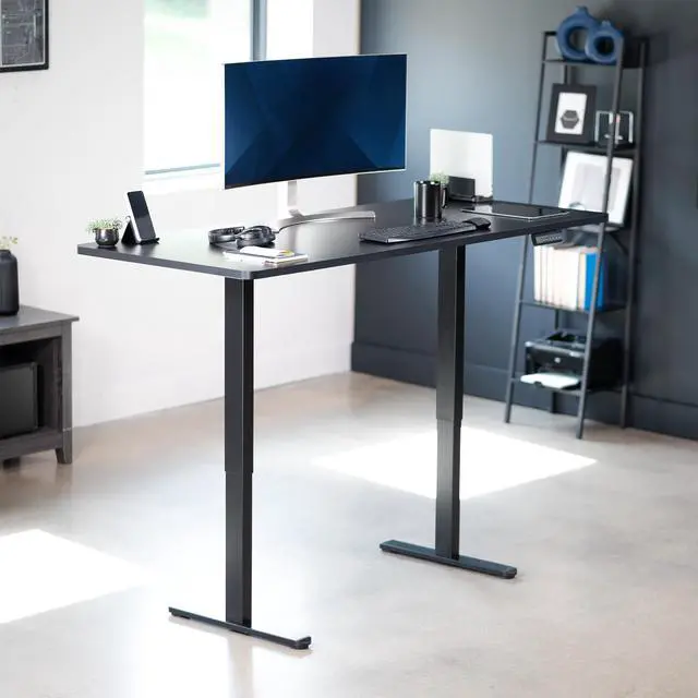 Alt view image 2 of 7 - VIVO Dual Motor 71 x 30 Standing Desk, 1-Piece Black Top, Black Frame
