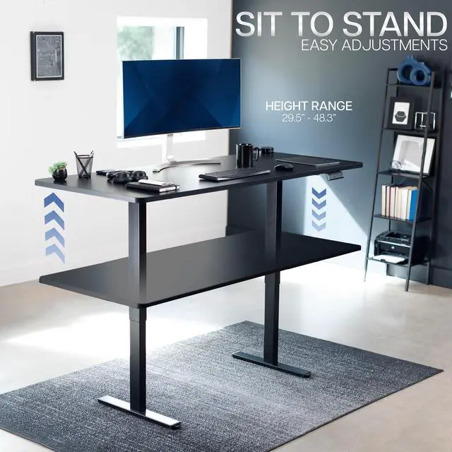 Alt view image 6 of 7 - VIVO Dual Motor 71 x 30 Standing Desk, 1-Piece Black Top, Black Frame