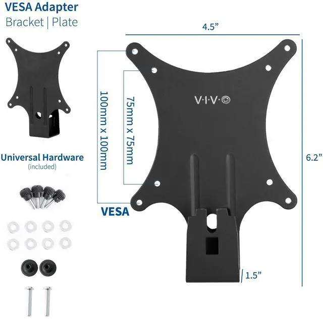 Alt view image 3 of 7 - VIVO Quick Attach VESA Mount Adapter Bracket Attachment Kit for Dell Monitors