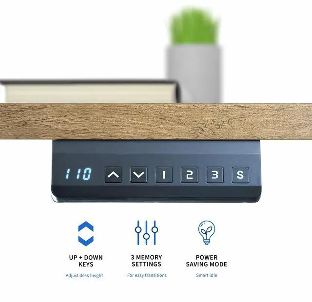 Alt view image 4 of 7 - VIVO Dual Motor 71 x 30 Standing Desk, 1-Piece Reclaimed Wood Top, Black Frame