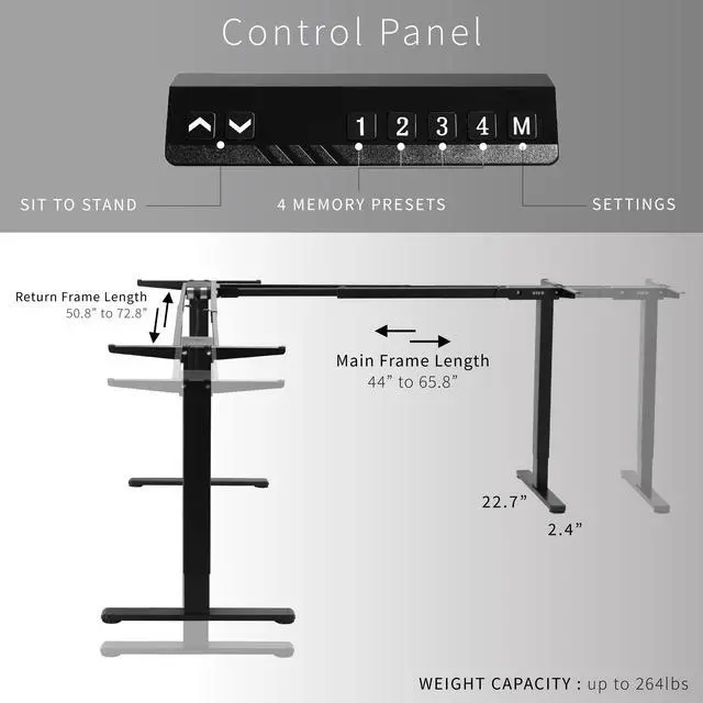 Alt view image 4 of 7 - VIVO Black Electric Motor Height Adjustable Corner 3 Leg Standing Desk Frame