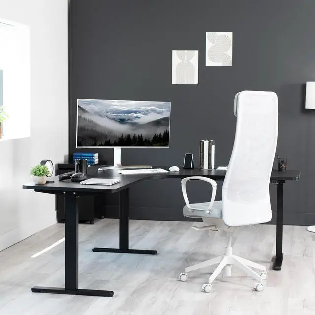 Alt view image 6 of 7 - VIVO Black Electric Motor Height Adjustable Corner 3 Leg Standing Desk Frame