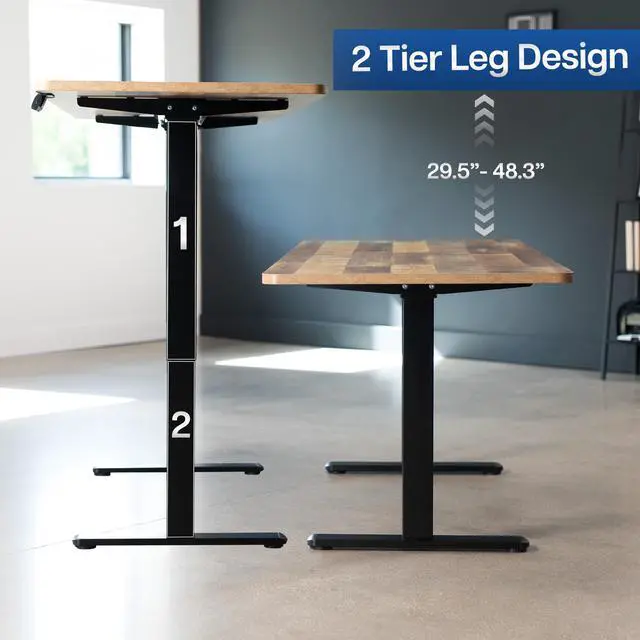 Alt view image 7 of 7 - VIVO Dual Motor 71 x 30 Standing Desk, 1-Piece Reclaimed Wood Top, Black Frame