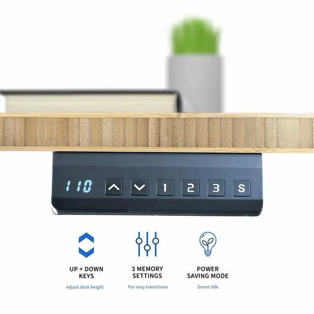 Alt view image 4 of 7 - VIVO Dual Motor 71 x 30 Standing Desk, 1-Piece Bamboo Top, White Frame