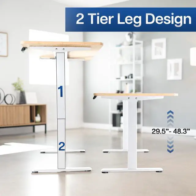Alt view image 7 of 7 - VIVO Dual Motor 71 x 30 Standing Desk, 1-Piece Bamboo Top, White Frame
