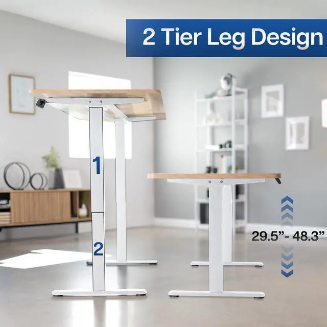 Alt view image 7 of 7 - VIVO Dual Motor 71 x 30 Standing Desk, 1-Piece Reclaimed Wood Top, White Frame