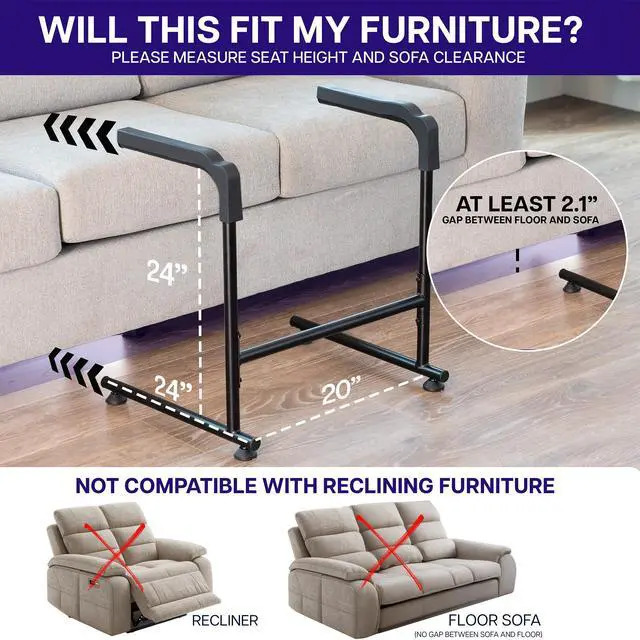 Alt view image 3 of 7 - Life Finds Toilet Safety Rails for Seniors, Stand Assist Grab Bar with Padding