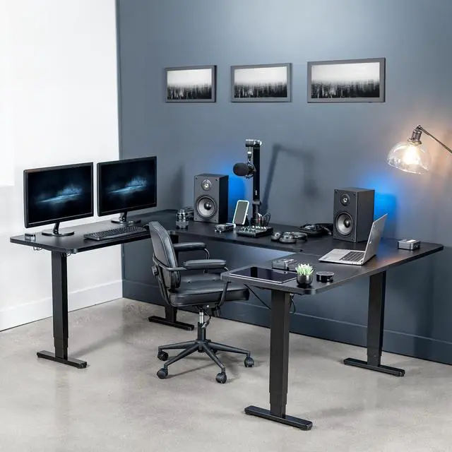 Alt view image 6 of 7 - VIVO Black U-Shaped 83" x 60" Height Adjustable 4-Leg Electric Standing Desk