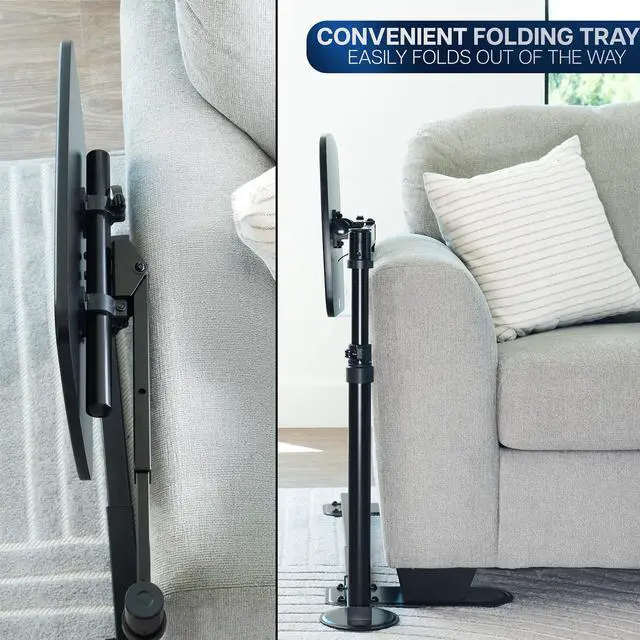 Alt view image 6 of 7 - VIVO Black 20 inch Over Couch Swivel Table, Laptop Desk for Remote Work