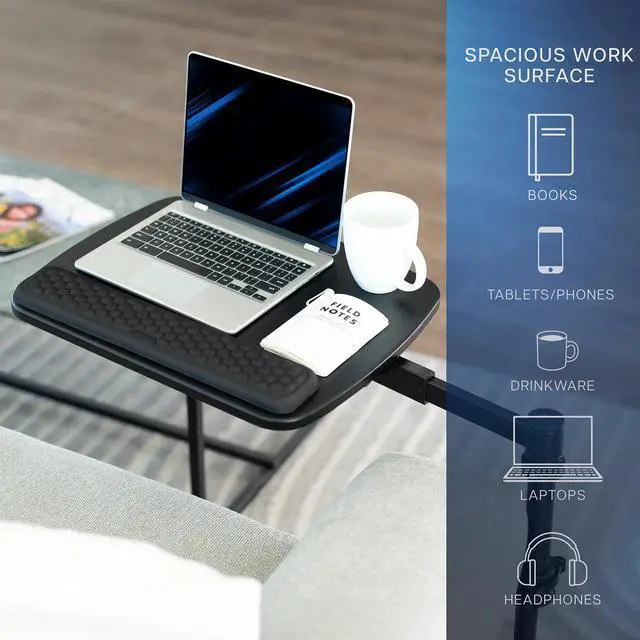 Alt view image 7 of 7 - VIVO Black 20 inch Over Couch Swivel Table, Laptop Desk for Remote Work
