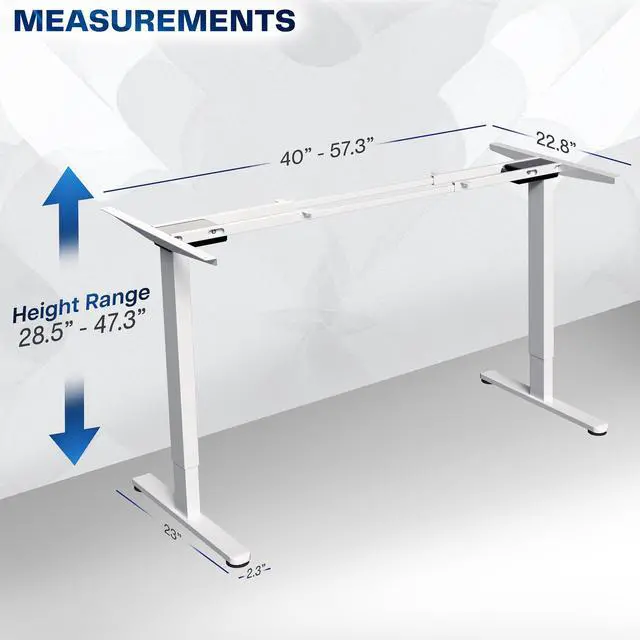 Alt view image 3 of 7 - VIVO White Electric Dual Motor Standing Desk Frame, Height Adjustable Legs