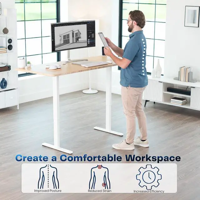 Alt view image 6 of 7 - VIVO White Electric Dual Motor Standing Desk Frame, Height Adjustable Legs