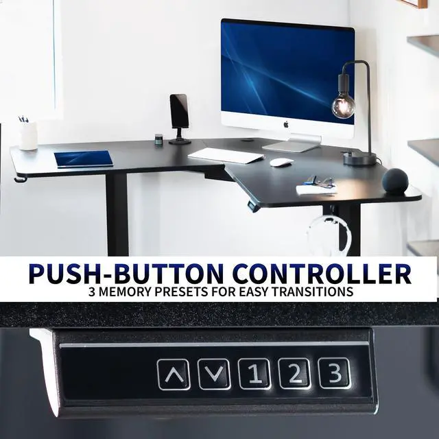 Alt view image 5 of 7 - VIVO Black Electric 55" x 55" Corner Standing Desk, L-Shaped Workstation