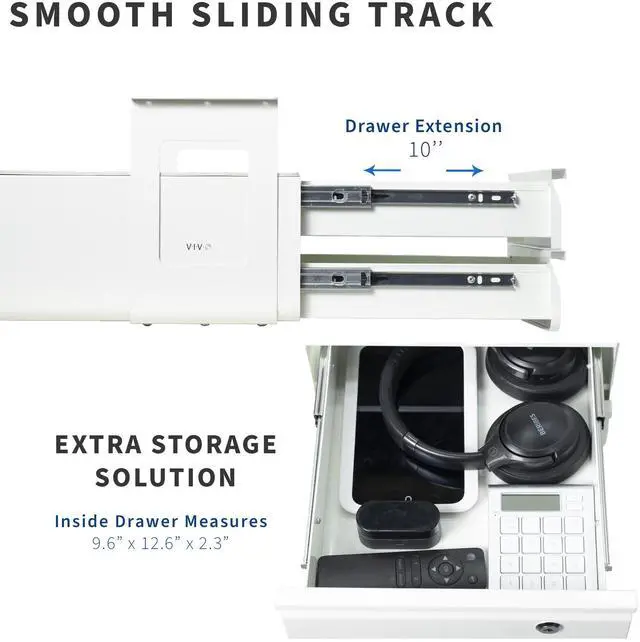 Alt view image 4 of 7 - VIVO White Under Desk Lockable Pull Out Storage Drawers, Workspace Organizer