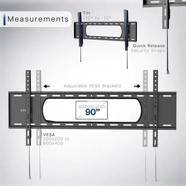 Alt view image 4 of 7 - Ultra Heavy Duty Tilting TV Wall Mount for 43 to 90 inch Screens