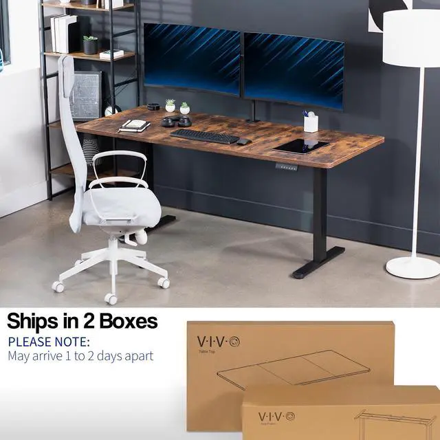 Alt view image 3 of 7 - VIVO Electric Dual Motor 71 x 30 Standing Desk, Vintage Brown Top, Black Frame